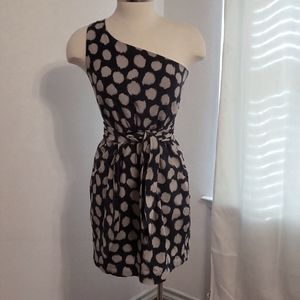 Theory Silk One Shoulder Tie Waist Dress sz 4